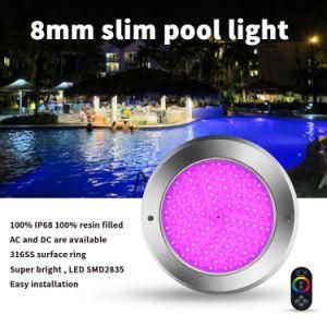 8mm 316ss Ultra Thin Slim Underwater Swimming Pool Lights with Two Years Warranty