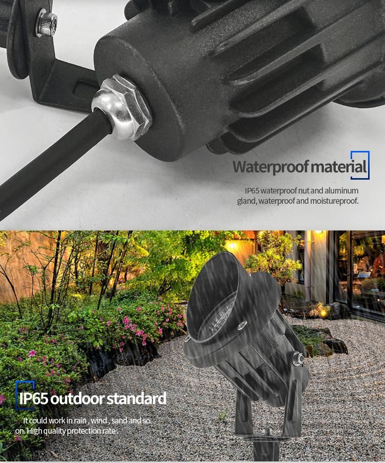 Outdoor Waterproof IP65 Aluminum Black Color Landscape Spotlight LED Garden Spot Light LED Spike Light