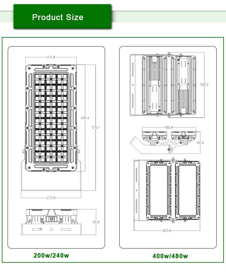 400W 480W Tennis Court LED Sport Field Flood High Mast Lighting