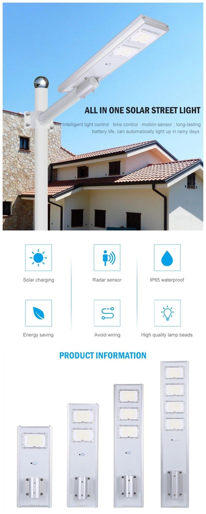 IP65 Waterproof All in One Solar Street Lamp, Solar LED Street Light Glare Shield