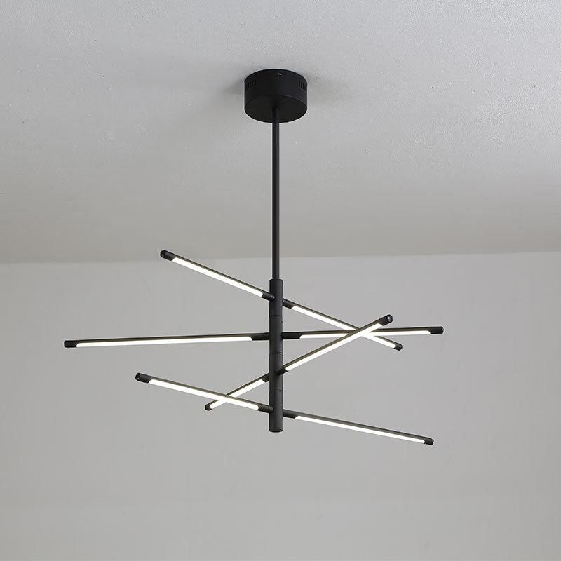 2022 Simple Modern Light Fixture Nordic Style Aluminum House Deco Pendant Creative Black Linear LED Light Pendant Free Shipping
