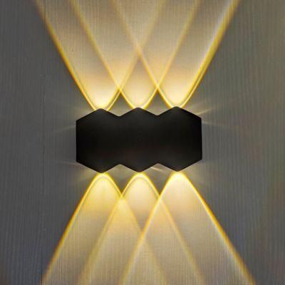 High Luminous Garden Waterproof Die Casting Aluminium LED SMD Hexagon up and Down Wall Lights Indoor