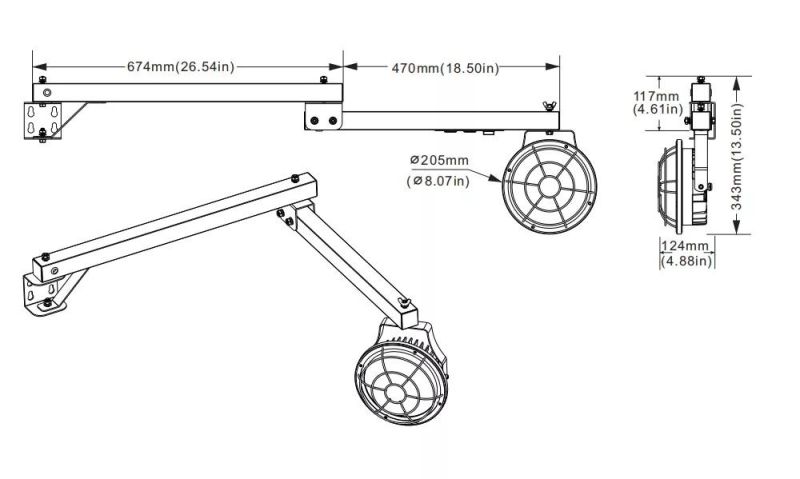 30W Boat Docking Lights 5000K IP65 with Arm 3300lm for Warehouse Lighting