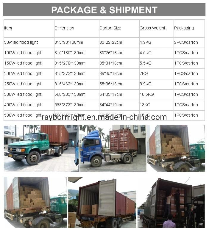 Outdoor IP66 Waterproof 1000W 500W 400W 300W 200W 250W 150W 100W LED Projector with Meanwell Driver 5 Year Warranty