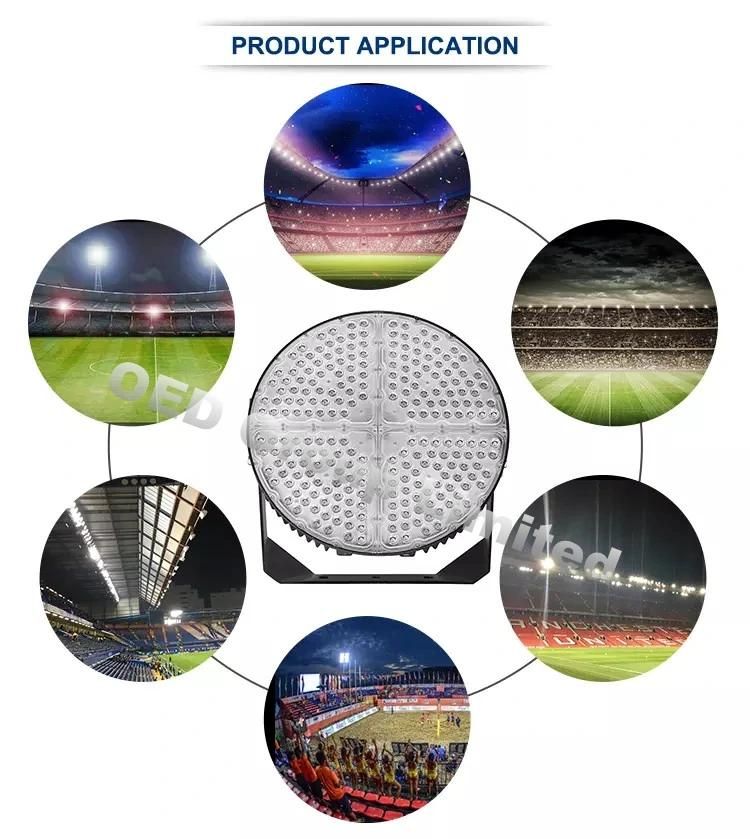 140-150lm/W 1200W LED Outdoor Lighting 5 Years Round Stadium Lamp 35 Meters Sport Field Flood Lighting