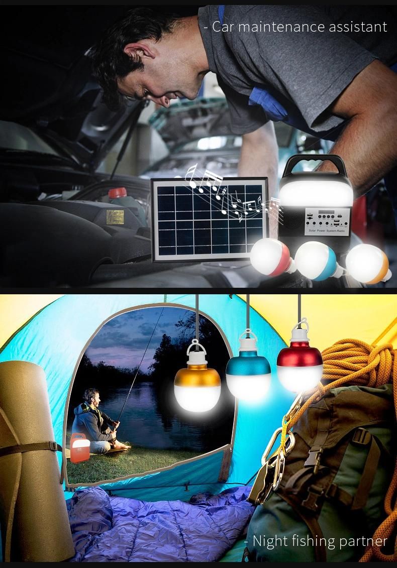 Small Solar Lighting System with TF Card/Dual USB Jack/Bluetooth/MP3 Player /FM Radio