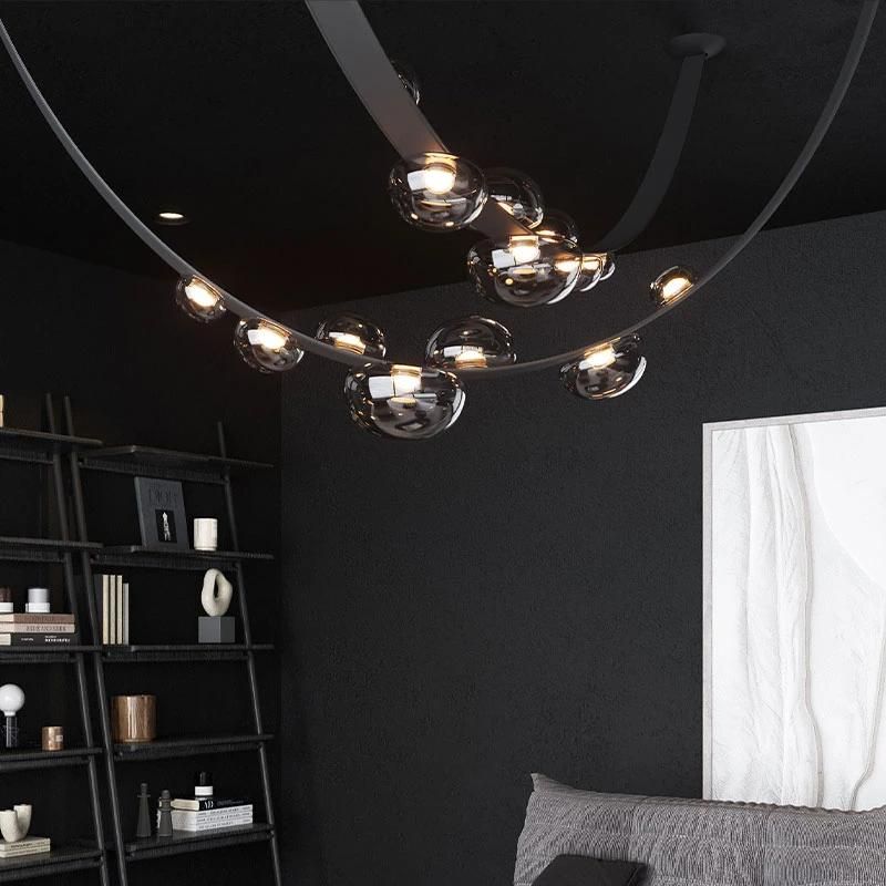 2022 Hot Seller Modern Art Bubble Ball Chandelier Custom Lamp Glass Ball Leather Belt Pendant Light