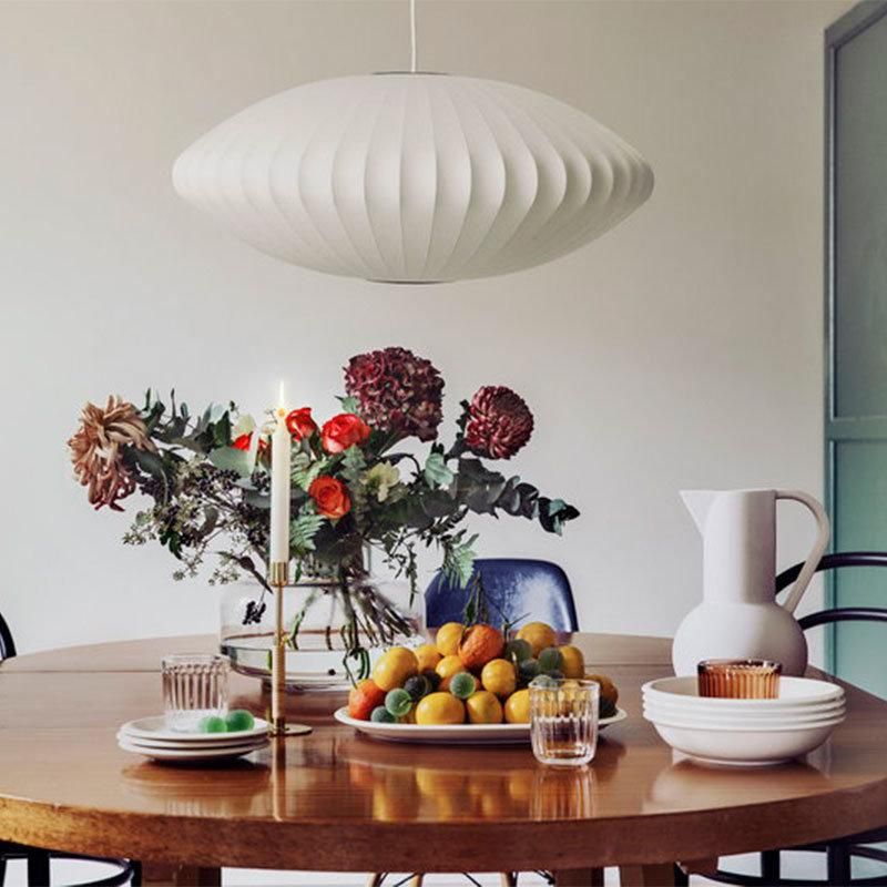 2022 Wholesale Indoor Use Simple Modern Lamp Metal & Silk Oval Ball LED Chandelier Pendant Light