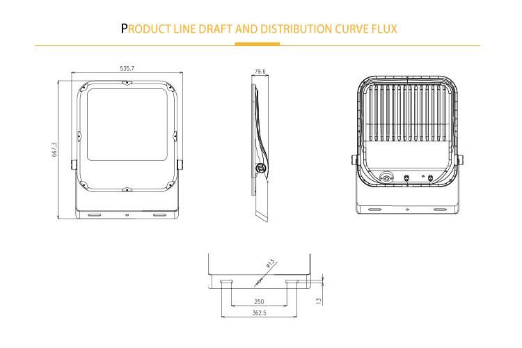 250W-500W High Power LED Flood Lights and Cast Lamp for Parking/Stadium/Shopping Mall