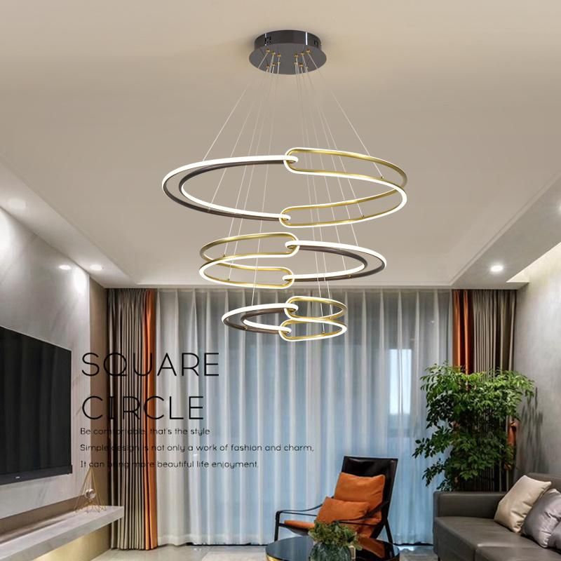 2022 Round Hanging Lighting Living Room Indoor Hanging Chandelier Gold LED Pendant Light