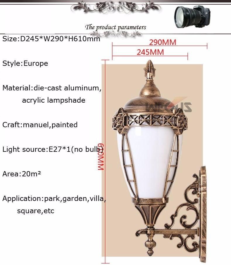 Europe Waterproof Outdoor Wall Lamp Courtyard Gateway Outside Wall Light (WH-HR-79)