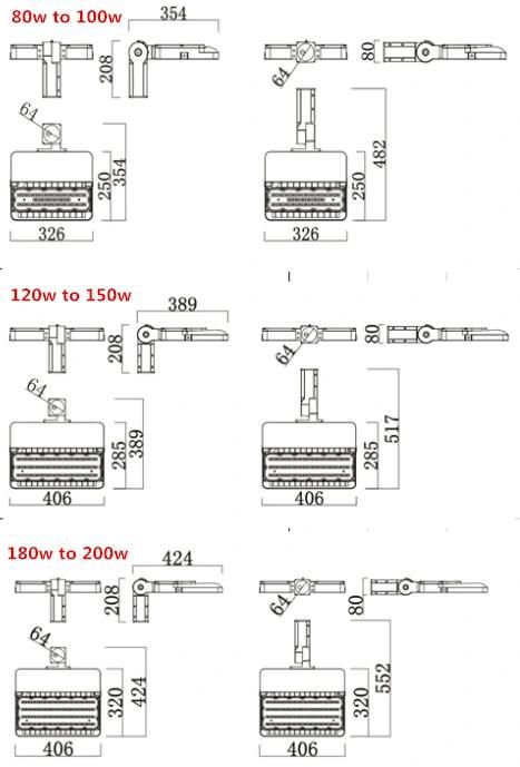 Outdoor Waterproof LED Shoebox Area Light 100W 150W 200W LED Street Light Parking Lot Light Lamp