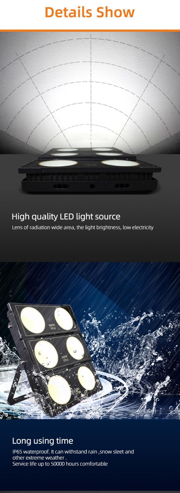 Reflectores 100W 10W Aluminum Parts Ultra Adjustable LED Flood Light