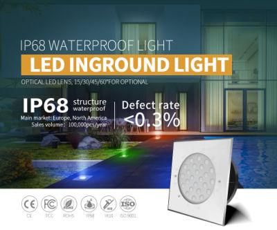 18W 24V DMX512 Control RGB LED Underwater Light IP68 Waterproof SS316L LED Ground Light Pool Lighting
