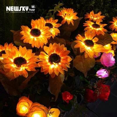 Mother Gift Holiday Romantic Hotel Courtyard Pathway Solar Sunflower Lamp