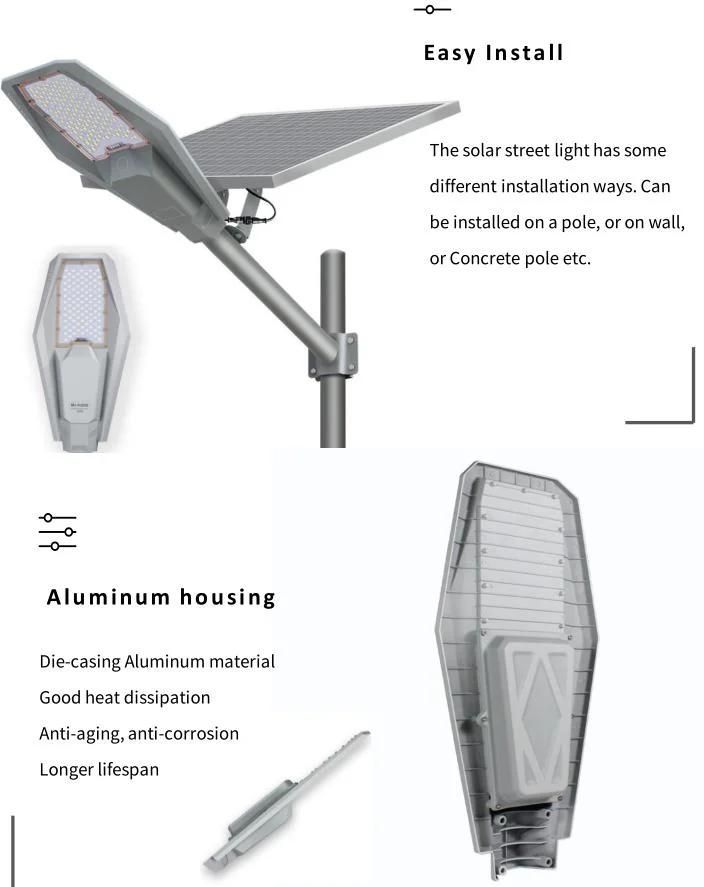 100W 200W 300W 400W All in Two Intergrated Split Solar Panel LED Street Light