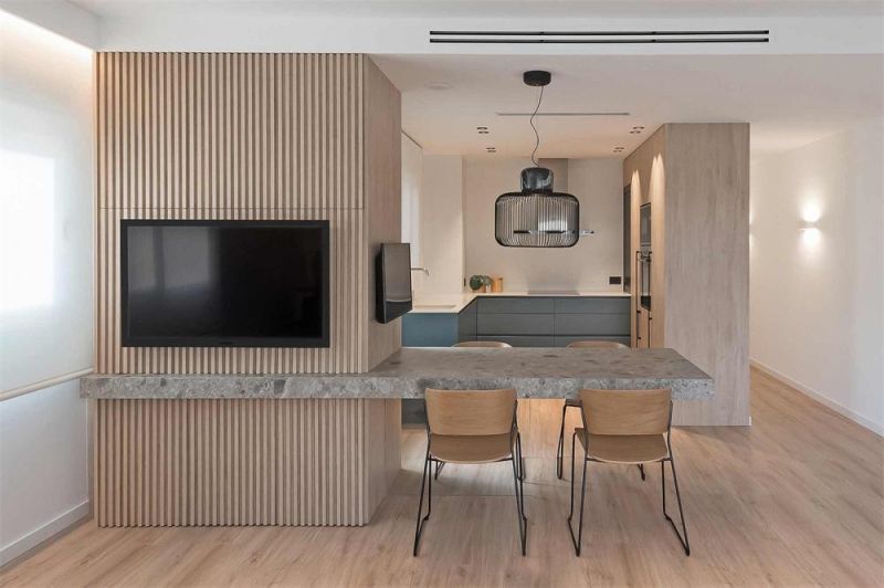 2022 Keshi S Suspension Lamp Crafted in Sanded Black Markina Marble and Metallic Bar Shade Pendant Light