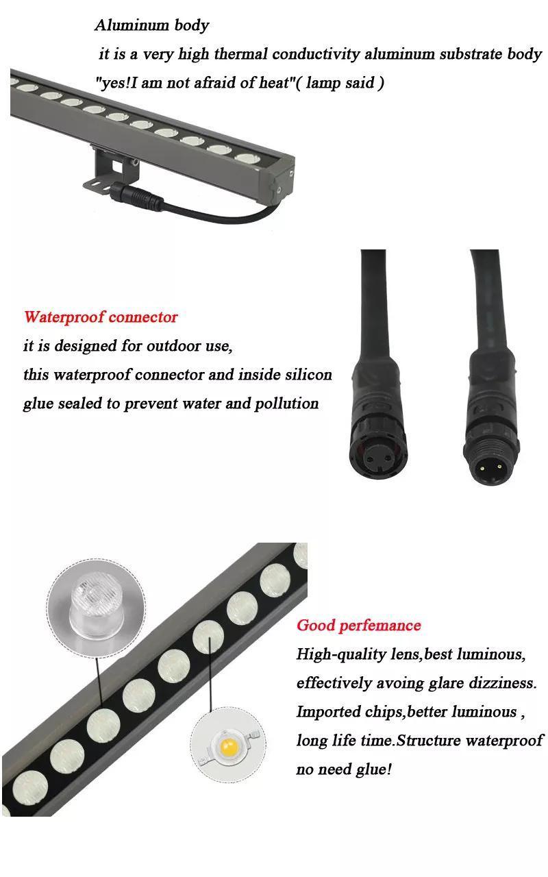 High Power LED Light DMX 512, RGB LED Wall Washer Light, IP65 DMX Control LED Light Bar Wall Washer