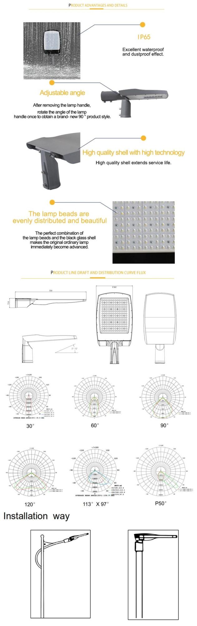 LED IP65 Outdoor 50W Ik08 Waterproof CE LED Street Light