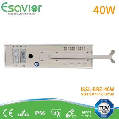 Esavior Green Energy Solar Street Light Manufacturer 40W 4000lm All in One Solar LED Street Light Integrated Solar Lightings