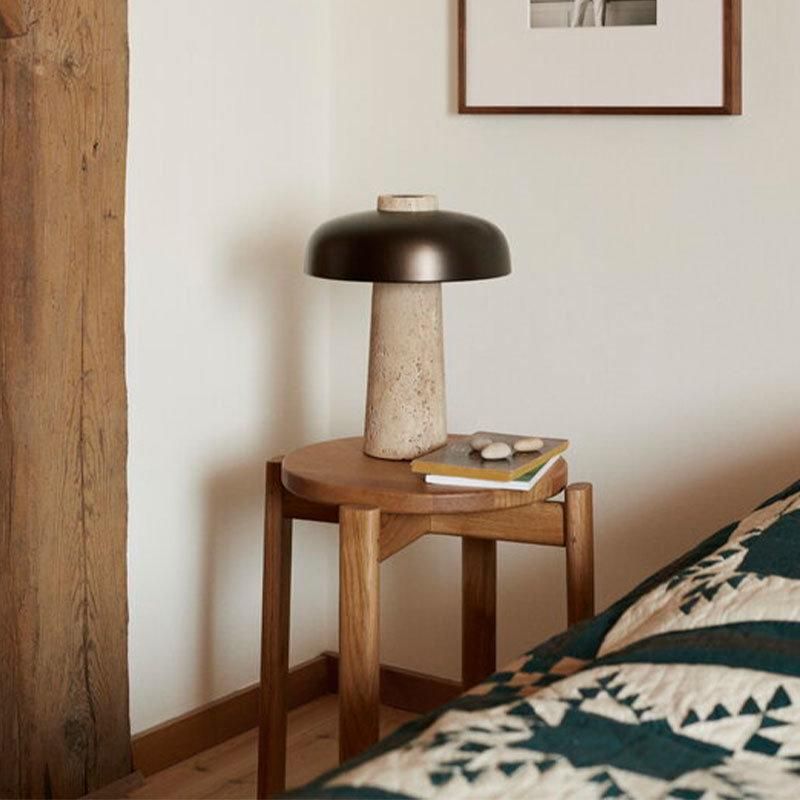 2022 Travertine Body Table Lamps Mushroom Style Bedroom Stone Table Light