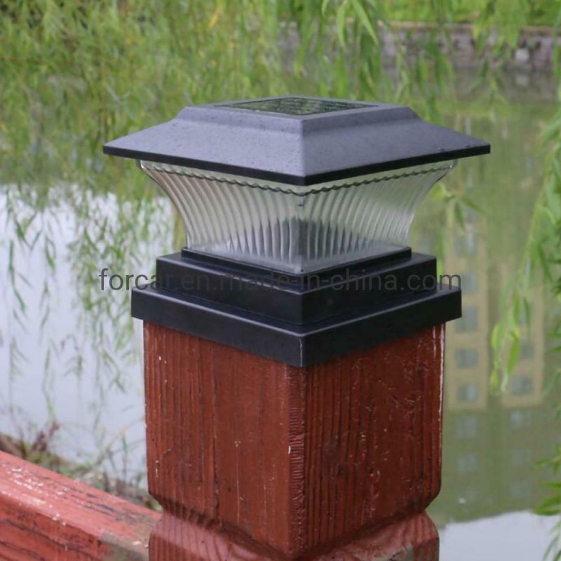 Wholesale Quality LED Post Decoration Lighting Outdoor Garden Waterproof Square Black Landscape Post Cap Lamp Solar Powered LED Garden Light