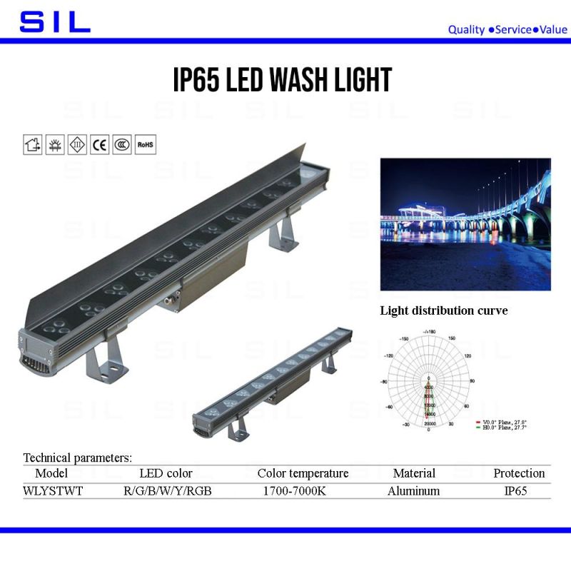 LED Wash Light IP65 48W Outdoor RGBW DMX Customization Waterproof Pixel DMX Outdoor Wall Washer Light