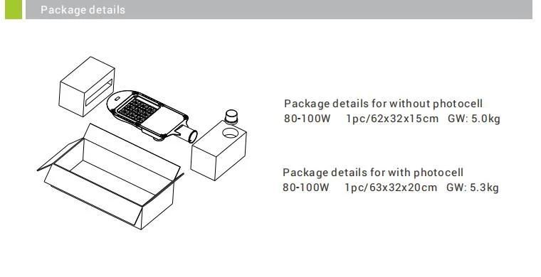 High Quality SMD3030 LED Source 80W Grey White Black Color 200-240VAC Street Lamp