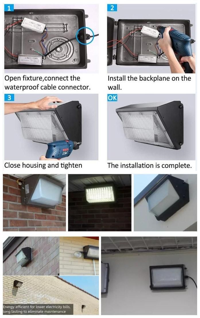 Aluminum Outdoor Commercial Industrial 30W 45W 60W IP65 LED Wall Pack Light