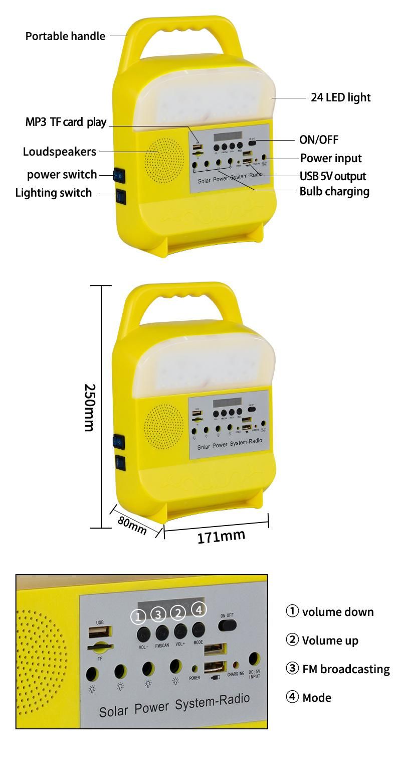 Portable Solar Lighting System with Mobile Phone Charger, Suitable for Home and Camping