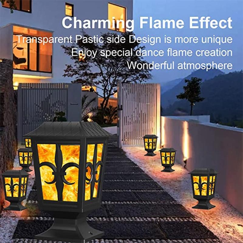 Outdoor IP 65 Factory Outdoor Solar Wall Lights Fire Flame Waterproof Garden Lamp LED Outdoor Wall Lamps Solar Power Station