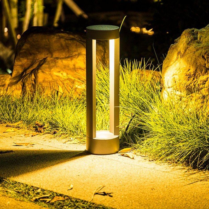 LED Warm White Garden Lamp in Aluminum Material Use for Villa Lighting Decoration Stainless Steel Color Lawn Lamp