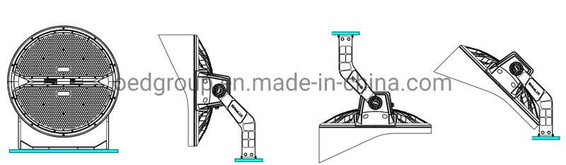 AC85-277V 140lm/W IP66 Industrial Round 400W Round Shape LED High Mast Stadium Flood Light