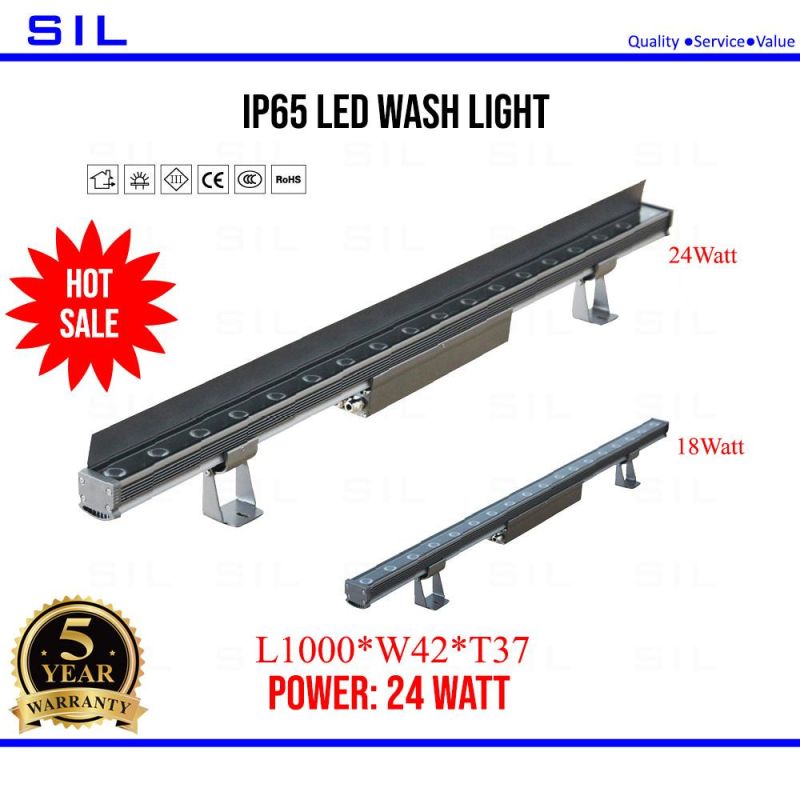 LED Outdoor Waterproof Wall Wash Lighting 24W IP65 DMX512 RGBW Wall Washers 1m Outdoor Lighting LED Wash Light