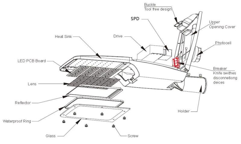 CB SAA Approved Fujing Helios Series 60W LED Street Light