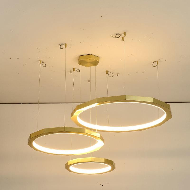 2022 Hot Sale Living Room Modern Round Shape Chrome Gold Big LED Chandelier Pendant Light