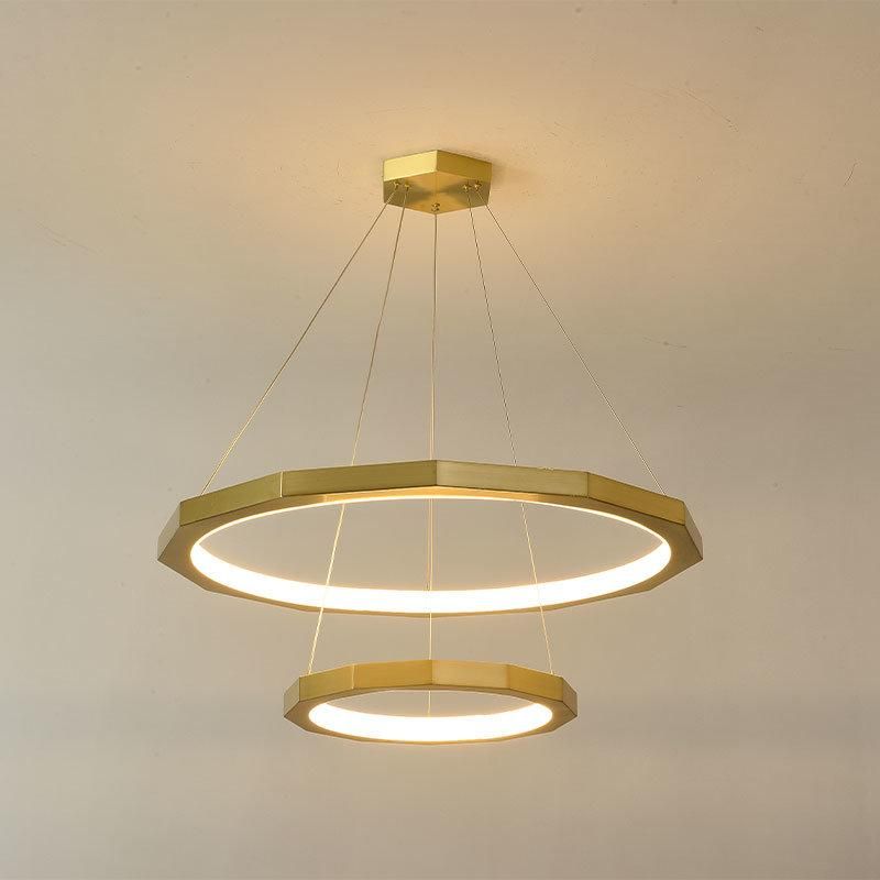 2022 Hot Sale Living Room Modern Round Shape Chrome Gold Big LED Chandelier Pendant Light