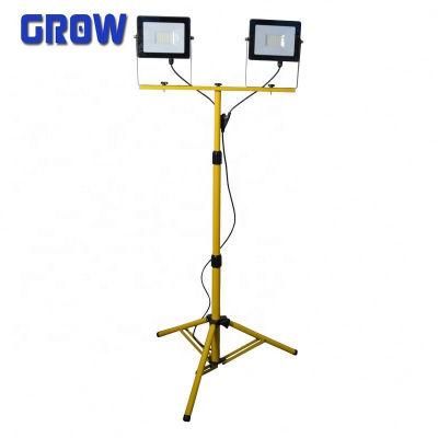 2*50W Waterproof Outdoor LED Floodlight with Tripod and Rubber Cable with Plug