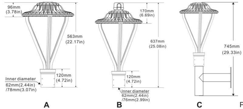 30W 50W 75W 100W Lamp Post Heads LED Post Light Bulb Lantern Pole Lamp Post Light Bulbs LED Post Top