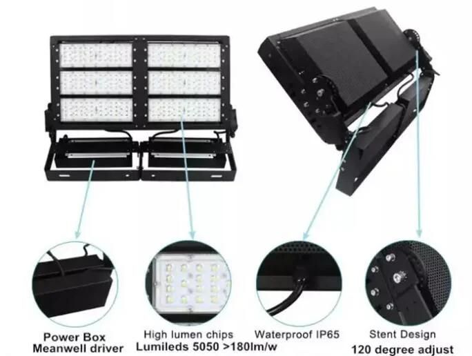 150lm/W Waterproof High Power LED Stadium Searchlight 800W Adjustable LED High Mast Light
