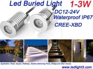 1W 3W Mini LED Buried Light DC12-24V CREE Xbd IP67 Underground LED Lighting Spot Lights