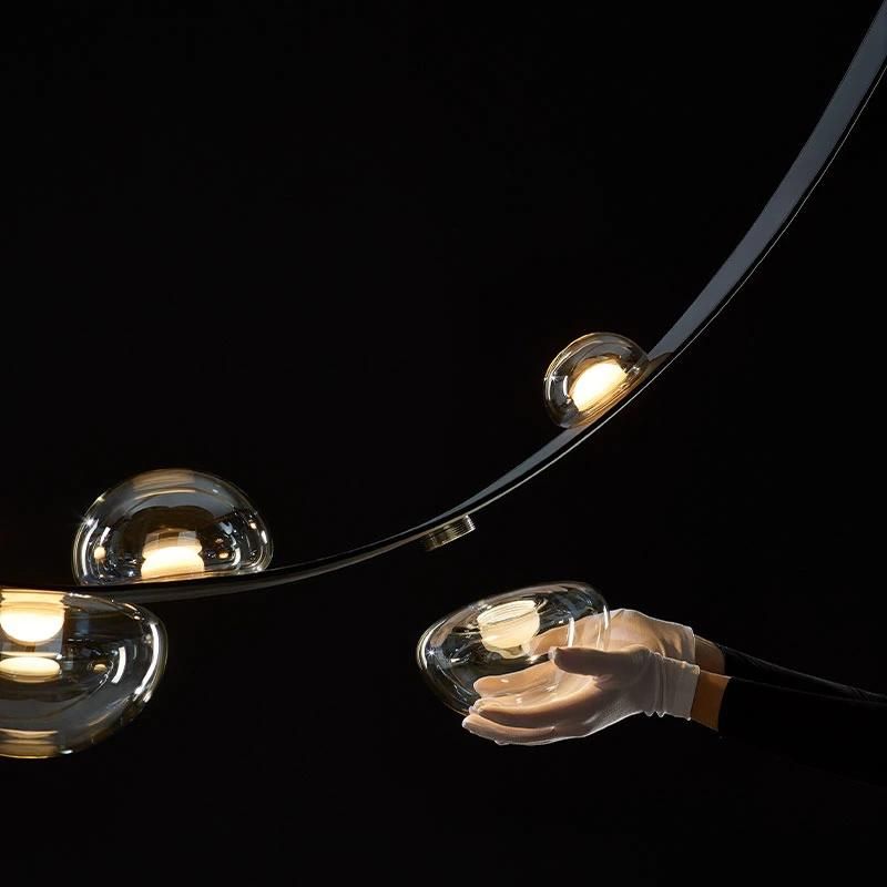 2022 Hot Seller Modern Art Bubble Ball Chandelier Custom Lamp Glass Ball Leather Belt Pendant Light