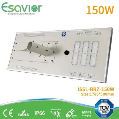 Chinese Manufacturer Esavior IP66 High Lumens 15000lm 150W Outdoor Solar LED Light All in One Solar LED Street Lighting with LiFePO4 Battery
