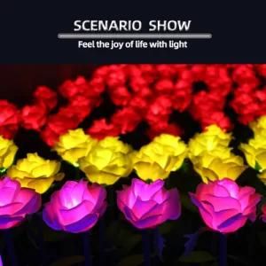 LED Lawn Light Park Lights Solar Simulation Rose Flower Ground Plug Light