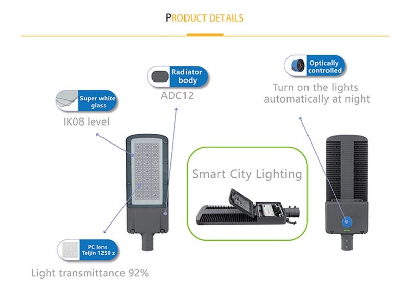 100W 150W 200W 250W Outdoor Smart Lighting LED Street Light with 3 Years Warranty