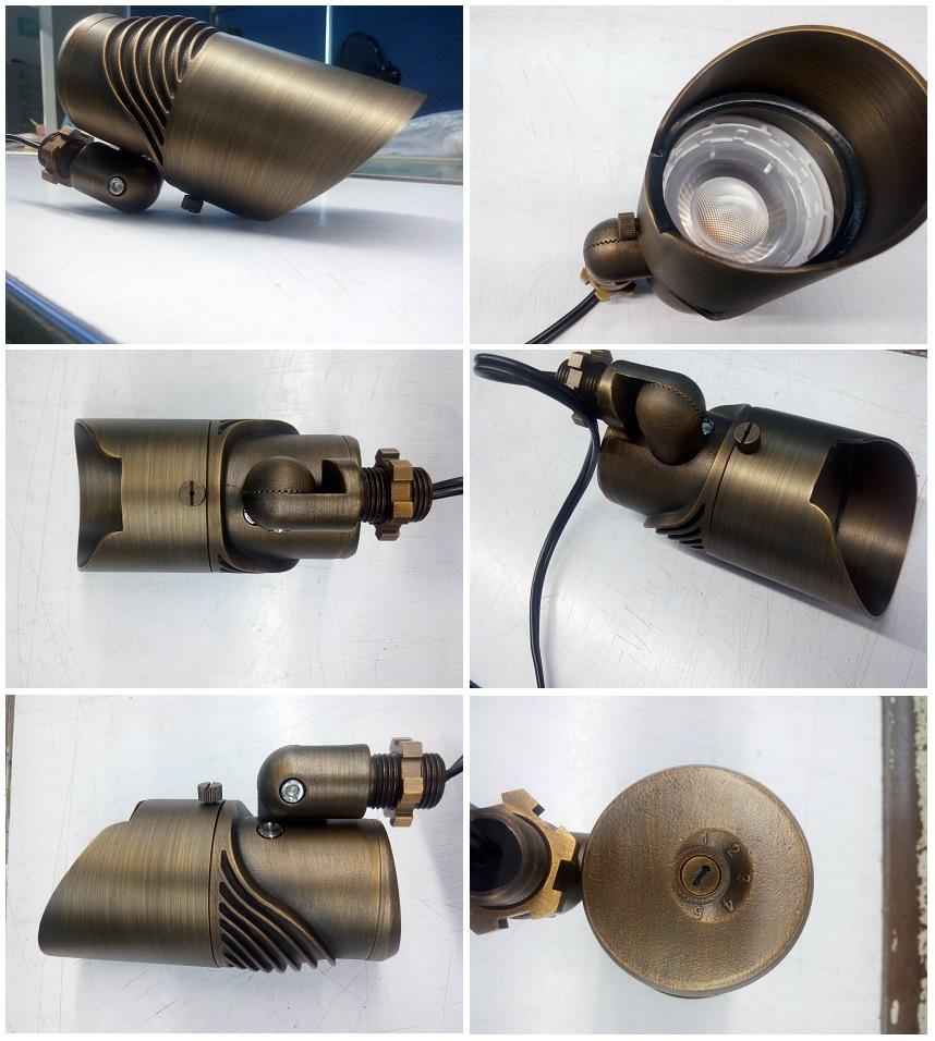 Beam Angle Power Adjustable Outdoor Brass Garden Light with IP65