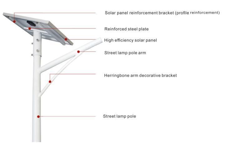 Outdoor 30W/40W/50W/60W/80W/100W IP66 Ik09 Split LED Solar Panel Street Lamp for Garden and Park Lighting Full Aluminum LED Lamp Head