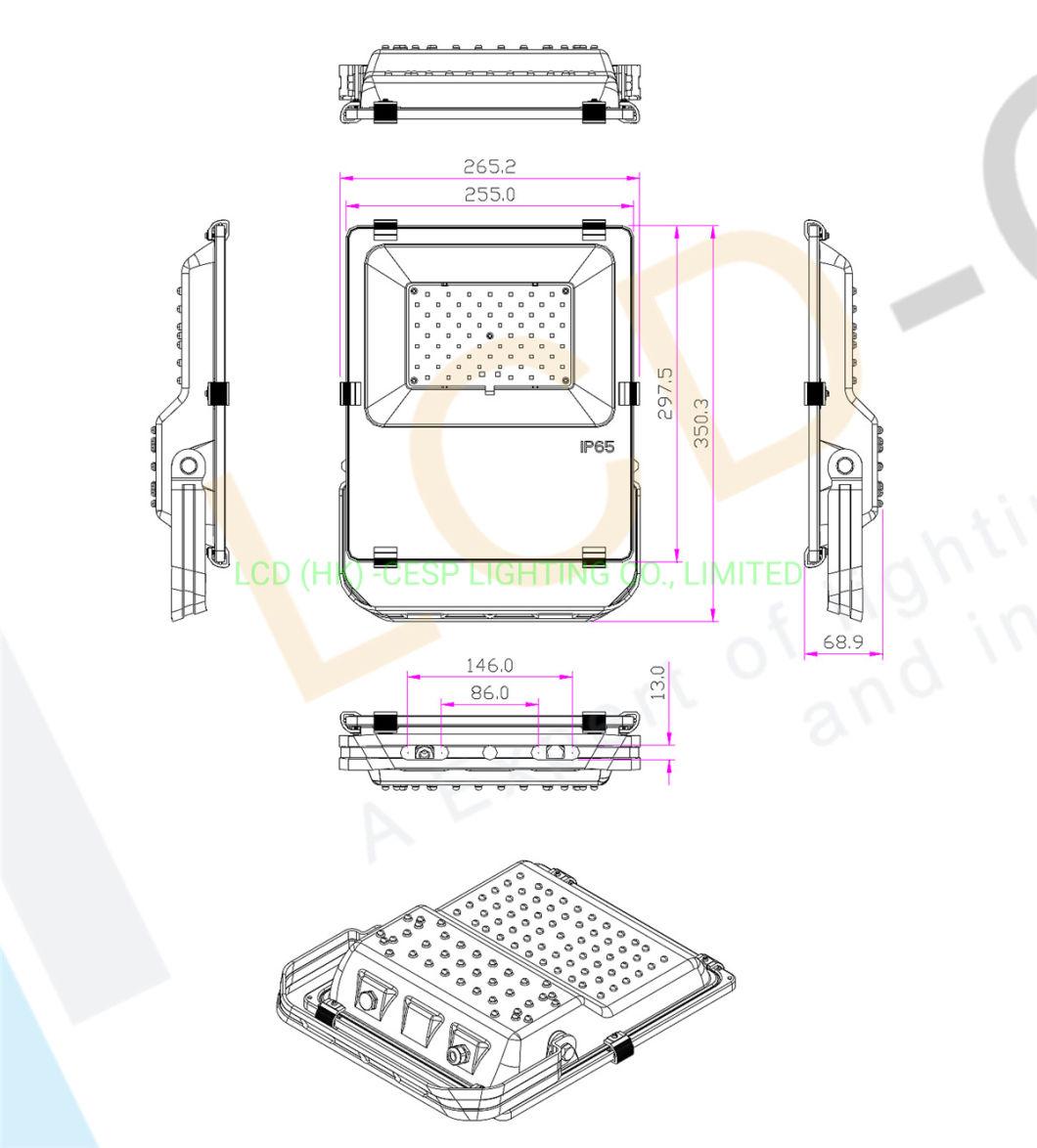 Roadway LED Flood Lighting for Motorways Exterior LED Lighting IP65 140lm/W Efficiency 3000K 4000K 6500K Power 80W 100-277V 50/60Hz CE RoHS SAA Approved 5 Years