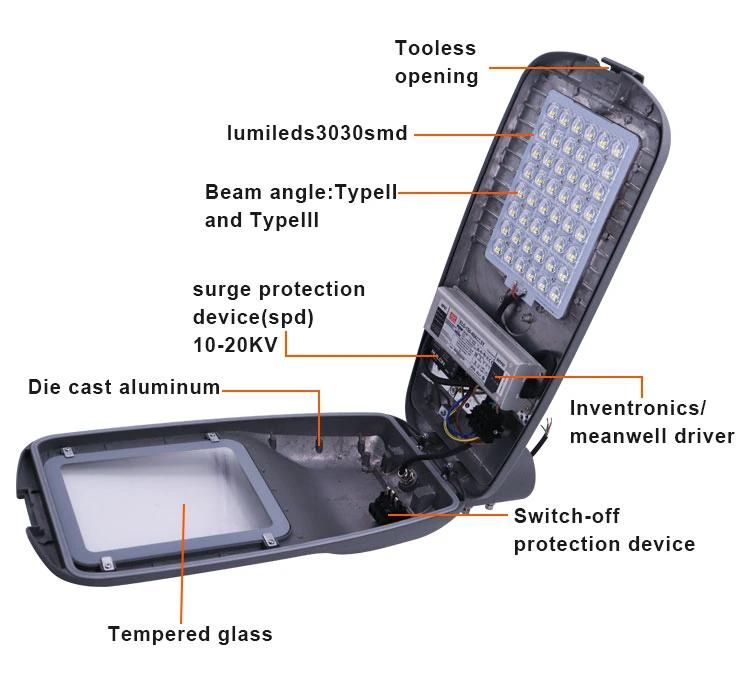 90W Ce RoHS IP66 Ik10 COB LED Street Light LED Street Lighting