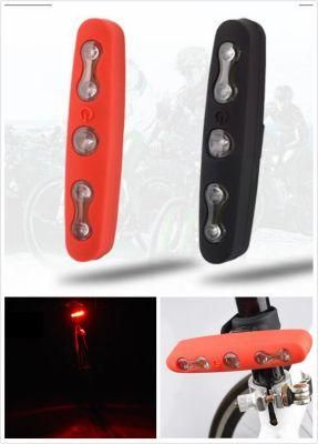 Silicon Waterproof Red 5 LED Bike Flashing Light Warning Safe Tail Lamp
